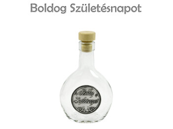 Pálinkás palack Boldog Születésnapot fémcímkés 0,2l