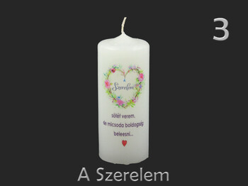Idézetes henger gyertya 6x15cm