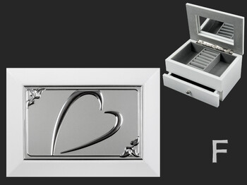 Ékszerdoboz fiókos tükrös fehér 18x14cm AFAS0053