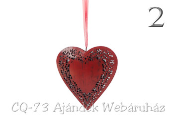 Áttört fém szív bordó 20cm A04040380
