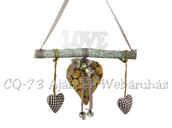 CQ2766 Szíves csengős ajtódísz Love 20cm