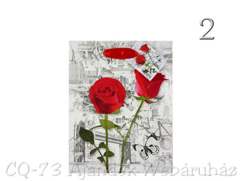 CQ3584 Ajándéktasak rózsás közép 18x23cm 4f